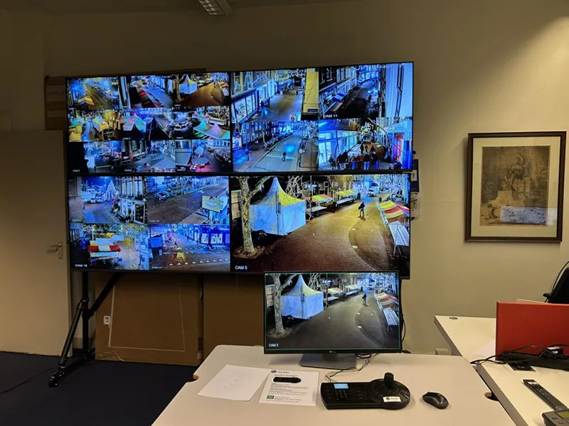 Cameratoezicht met PTZ-camera's tijdens de Kerstmarkt Haarlem, in opdracht van Gemeente Haarlem